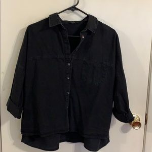 Black denim button up